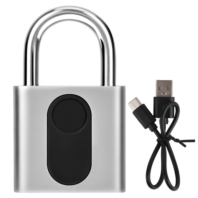 Slim Vingerafdruk Hangslot Sleutelloos Deurslot Waterdicht Oplaadbaar Huisbeveiliging gray