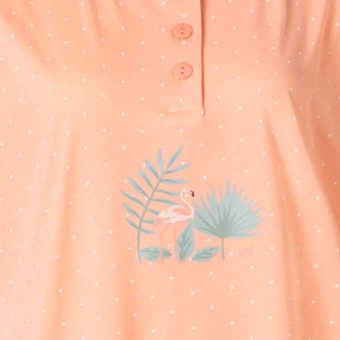 Cocodream dames set 3/4 broek - maat L - Tropic flamingo - zalm