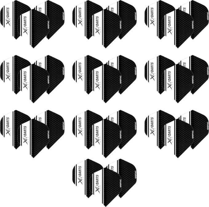 Darts Set 10 pack darts flights – logo – darts flights - black-white