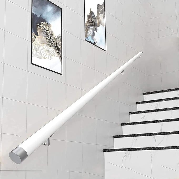 Trapleuning - Wandmontage Leuning - Veilig Omhoog - Massief Hout - 60cm - Wit