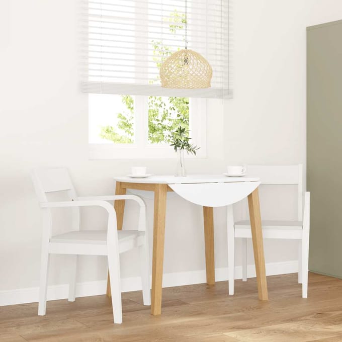 vidaXL - Eetkamerstoelen - 2 - st - massief - hout - rubber - wit