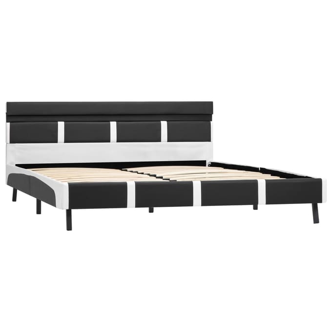 vidaXL - Bedframe - met - LED - kunstleer - grijs - 160x200 - cm