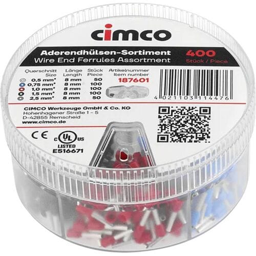 Cimco 187601 Assortiment adereindhulzen Deels geïsoleerd 1 set(s) Tin
