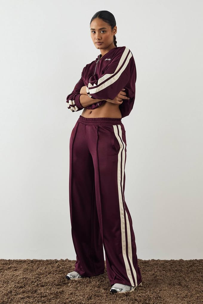 Dames DSGN Studio Tricot Rechte Pijp Jogger | Bordeaux Rood | Maat: 2XL