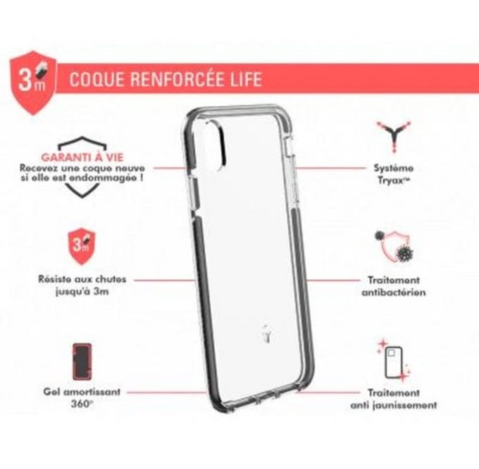 Force Case, Hoesje geschikt voor iPhone XS Max - LIFE Versterkt, Transparant