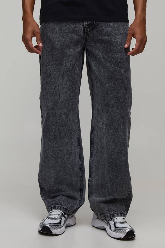 Baggy Acid Wash Jeans | Acid Wash Black | Size 60