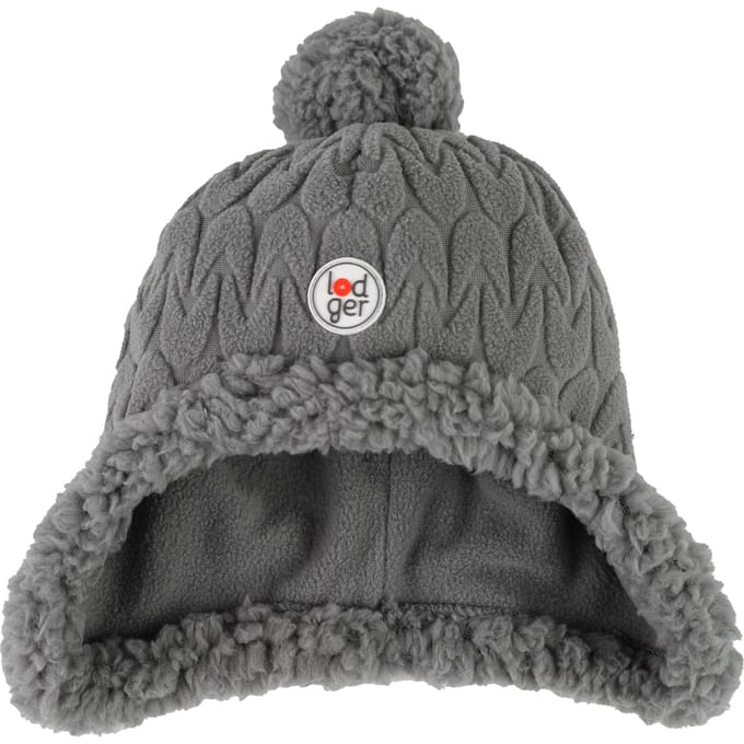 Baby wintermuts - grijs - 3-6 maanden - fleece voering - pompon
