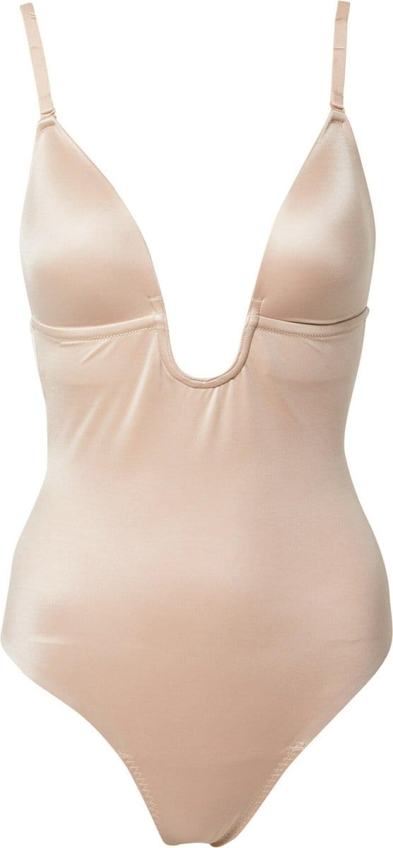 Spanx - Maat Medium Suit Your Fancy - Thong Bodysuit Plunge Low-Back - Kleur Champagne Beige