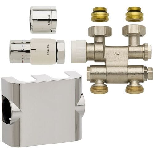 Megabad Profi Collection Oventrop connection set Multiblock TF UNI SH chrome for middle connection D054.AMCHROM