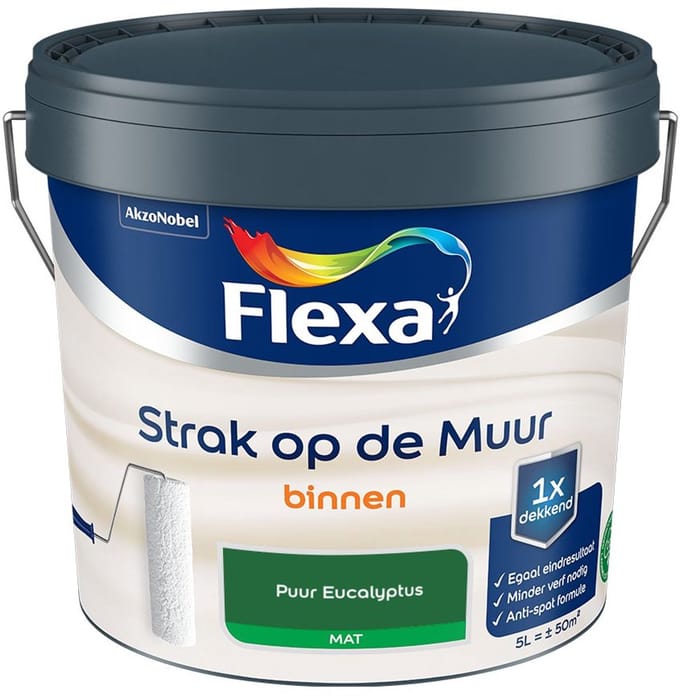 Flexa - Strak Op De Muur Binnen Mat - Puur Eucalyptus - Mengverf - 5 L