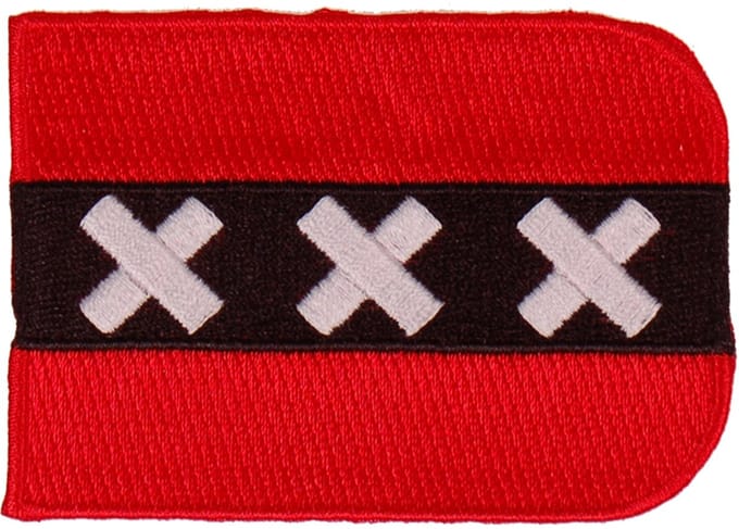 Strijkapplicatie/Patch - Vlag Schildvorm Amsterdam - 8x6cm