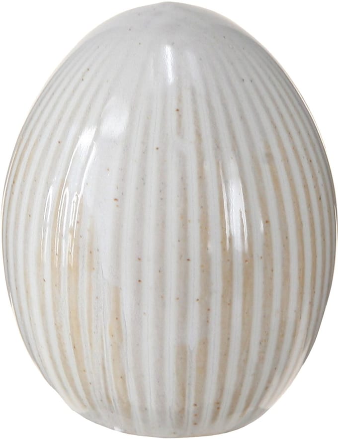 Paaseieren Keramiek Decoratief Ei met Groeven Wit Grijs 5×6cm 6st, 6 S
