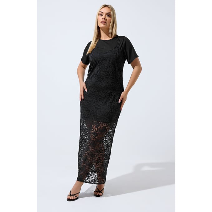 Limited Collection Zwarte Kanten 2In1 Maxijurk Size 46