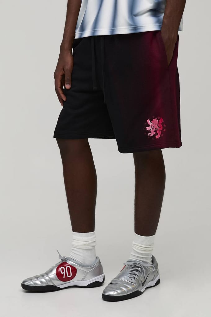 Ruimvallende Spray Gewassen Jersey Short | Black | Size Medium