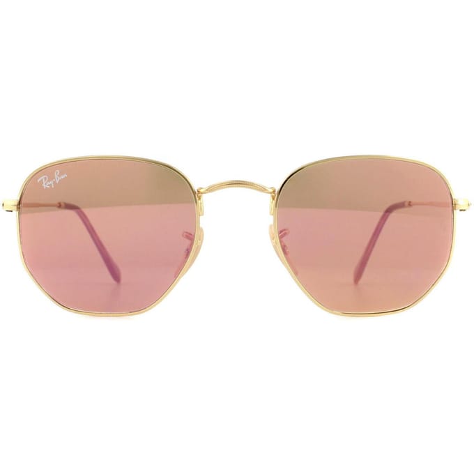 Ray-Ban Vierkant Unisex Goud Koperen Flash Spiegel RB3548N Zeshoekig