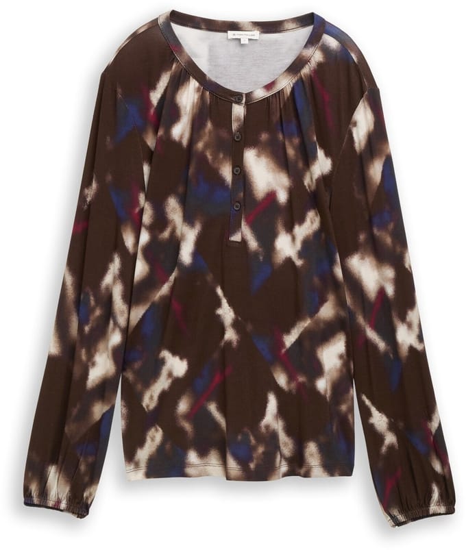 Tom Tailor - Blouse met patroon - Maat M - brown blurry argyle