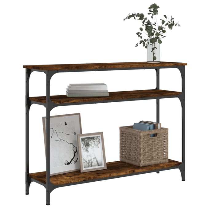 vidaXL - Wandtafel - 100x29x75 - cm - bewerkt - hout - gerookt - eikenkleurig