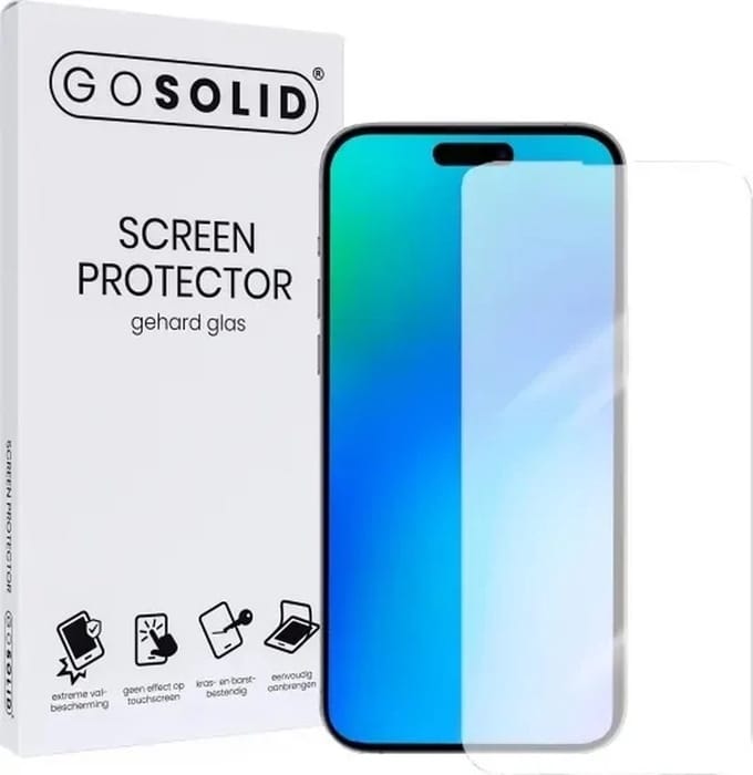 GO SOLID! ® Screenprotector geschikt voor Apple iPhone 15 - gehard glas