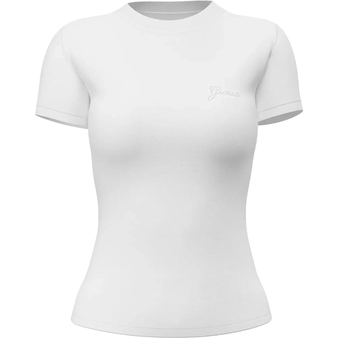 Guess Wit shirt met logo van strassteentjes