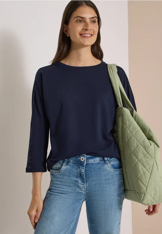 Batwing-shirt met luipaardprint-biesjes