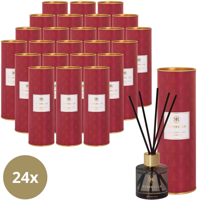 Riverdale - Geurstokjes - Oud & Bergamot - 24 x 40 ml - Multicolour - Subtiele geurverspreiding