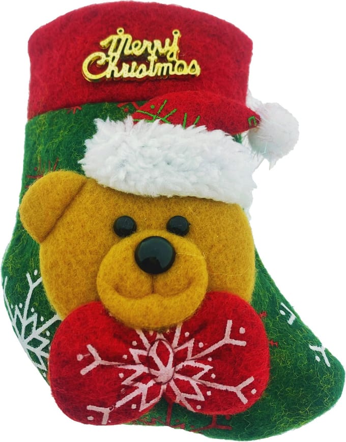 Knaak Mini Kerstsok Beertje - Kerstdecoratie & Bestekhouder - 1 Stuk