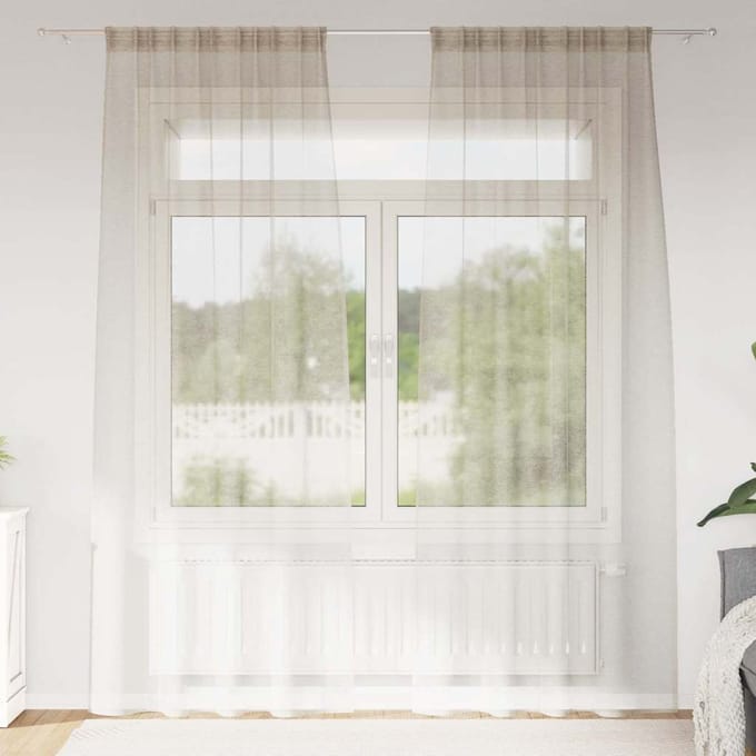 vidaXL - Voile - Gordijn - 2 - st - Zand - 245 - x - 140 - cm - Polyester