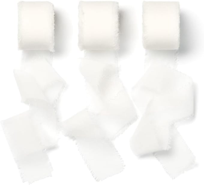 Chiffon Lint Wit, 2,5 cm x 18,9 m, Geschenklint voor Bruiloft
