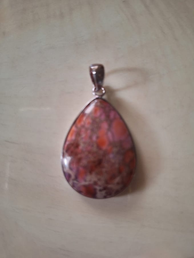 Gemstones-silver natuursteen hanger rode jaspis in 925-zilver