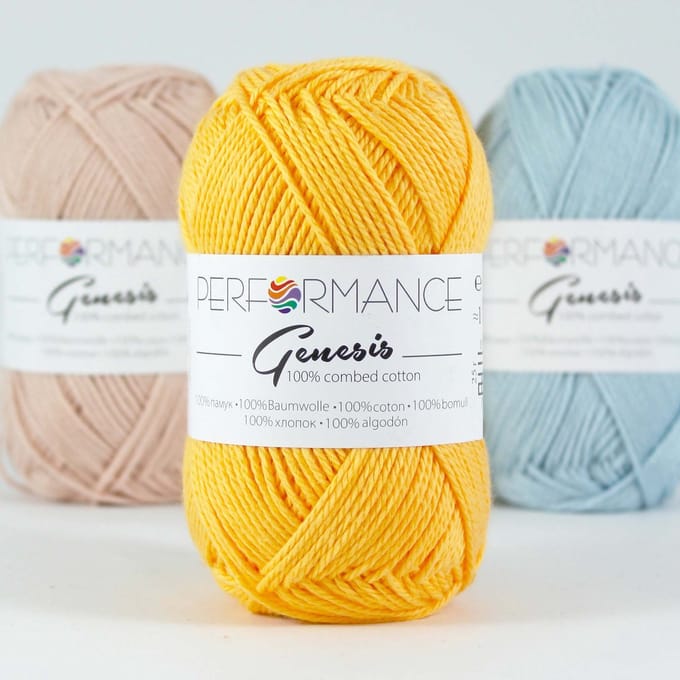 Genesis geel 2055 - 5 bollen gekamd katoengaren - pendikte 3,5 a 4mm
