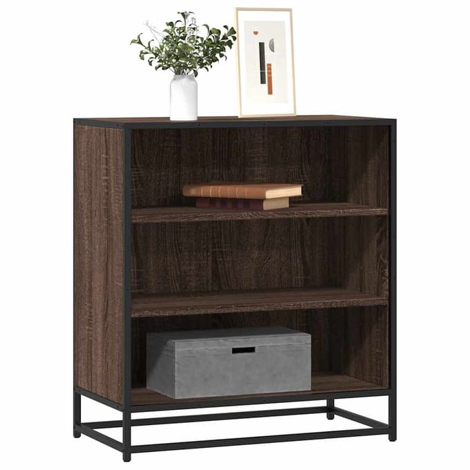vidaXL - Dressoir - 68x35x76 - cm - bewerkt - hout - en - metaal - bruin - eikenkleur
