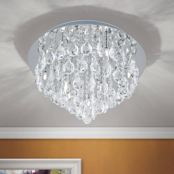 ORION Celeste plafondlamp met K9 kristallen, Ø45cm chroom
