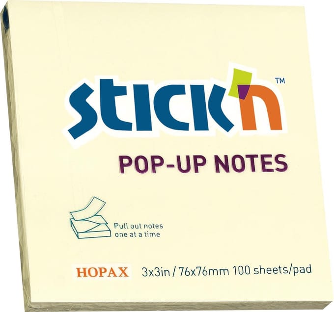 Stick'n z-notes sticky notes - 76x76mm - Pastel Geel - Navullingen - 100 vel
