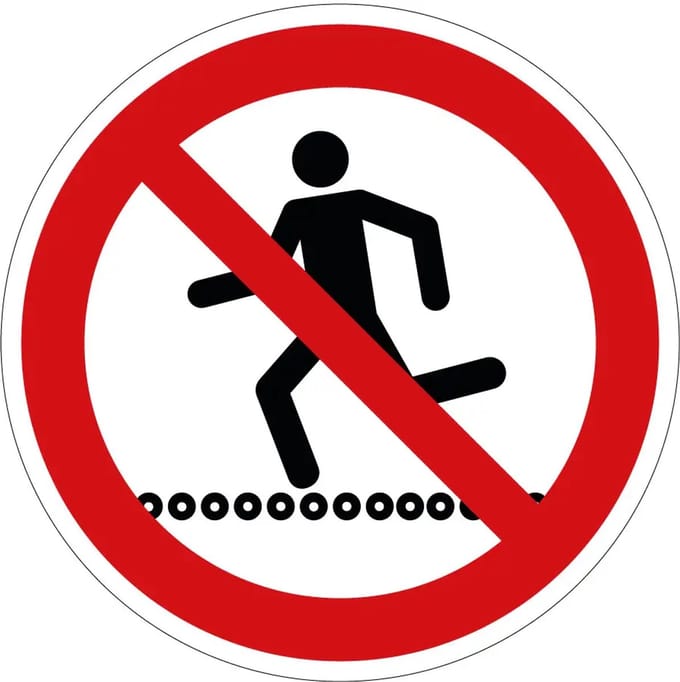 Niet over rollenbaan lopen verbodssticker | 20 cm