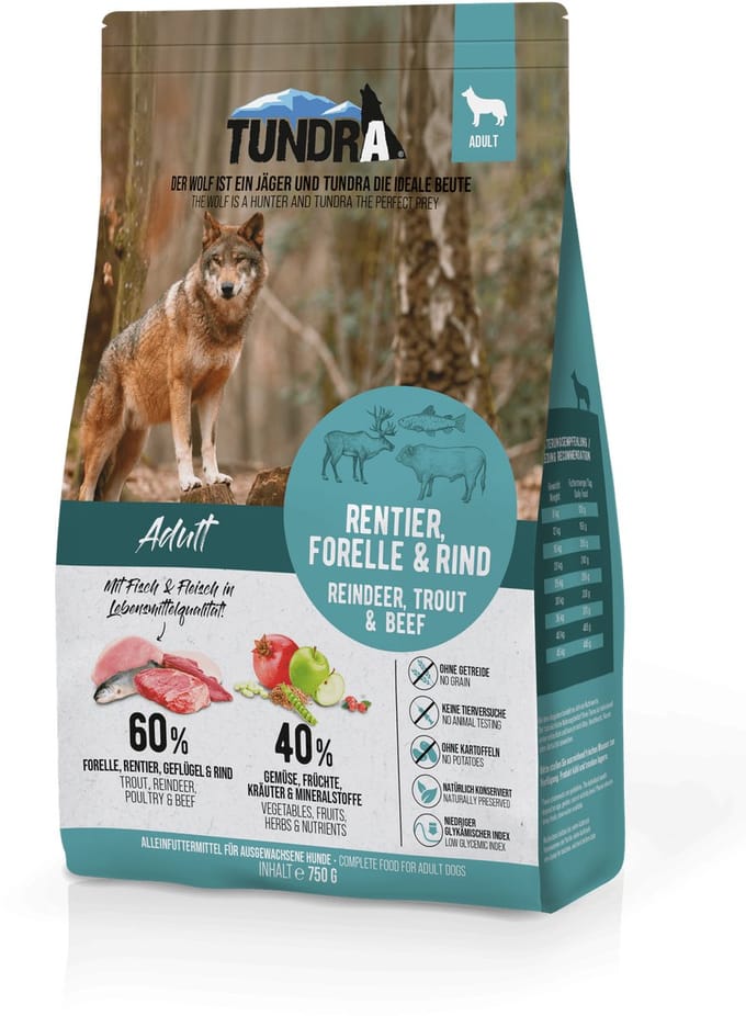 Tundra hondenbrokken rendier, forel & rund 750g