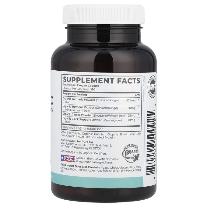 Curcuma Bio, Gingembre & Poivre Noir, 120 Capsules Végétales