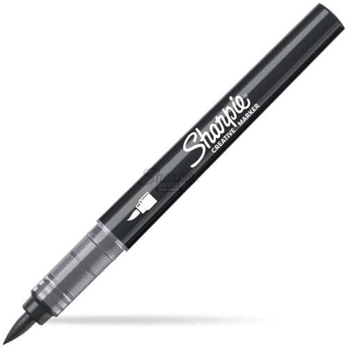 Sharpie Creative Marker Acrylic Paint Pens | Brush Tip Water-Based Paint Markers | Black | 6 Count