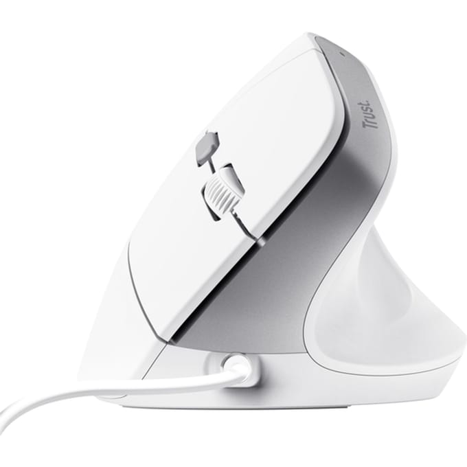 Trust BAYO II ERGONOMIC Muis Kabelgebonden Optisch Wit 6 Toetsen 2400 dpi Geïntegreerd scrollwiel