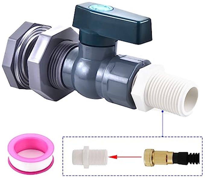Regenton spigot set met schotfitting voor watertanks en tuin