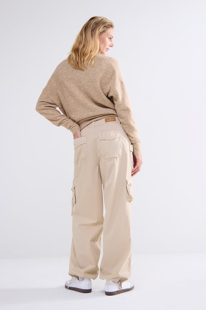 Summum Woman Loose Cargo Pants Lt Crispy Plain Weave Dune Größe: 34 | Cargohosen Outlet | Damen