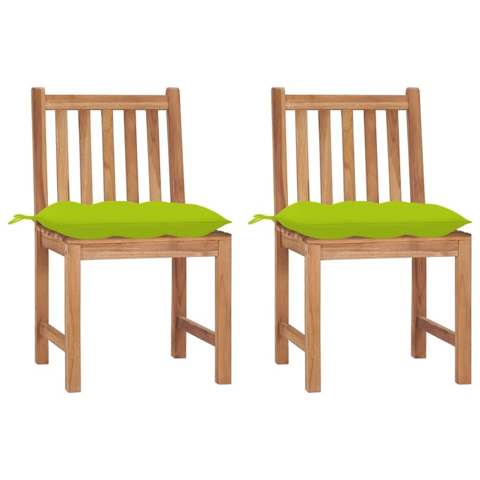 vidaXL - Tuinstoelen - 2 - st - met - kussens - massief - teakhout