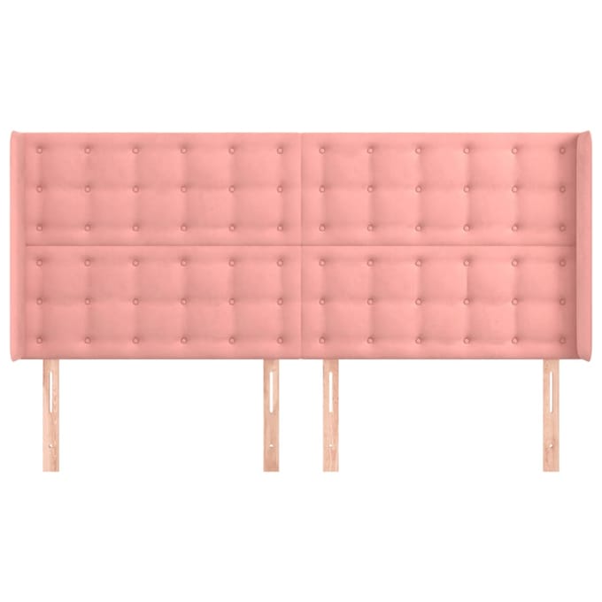 vidaXL - Hoofdbord - met - randen - 203x16x118/128 - cm - fluweel - roze