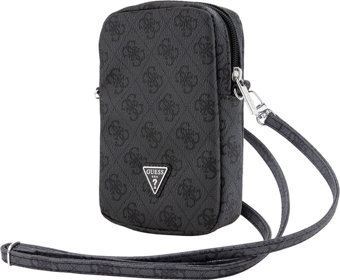 Guess Triangle Logo Wallet Pouch met Riem (7 Inch) - Zwart