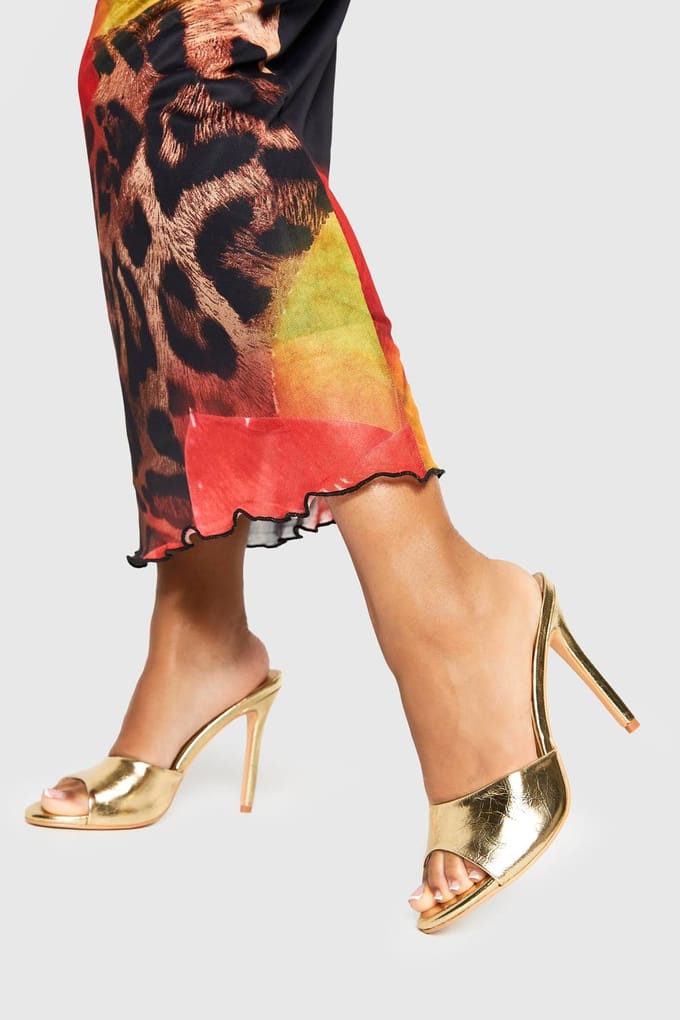 boohoo Dames Metallic Hakkenmules | Goud | Maat: 36
