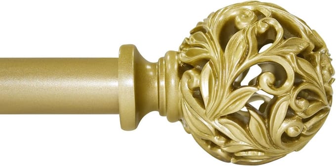 Gordijnstok - Vensterstang - Raamdecoratie - Uniek gesneden eindstukken - 46 tot 114 cm - Goud