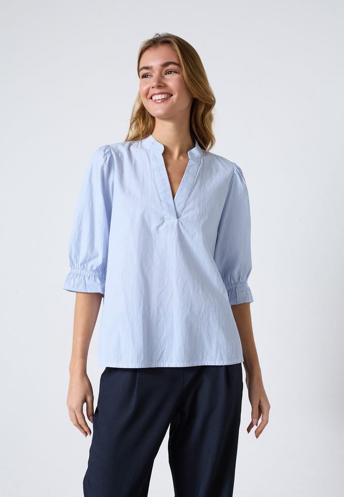 SISTERS POINT Inusa-ss1 - Dames Blouse - Blue stripes - Maat S