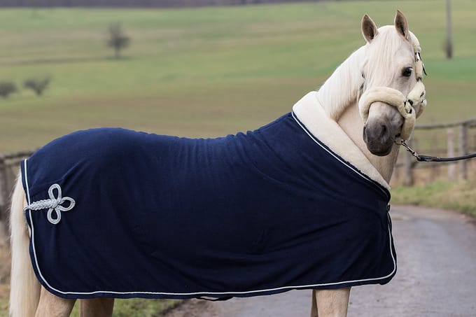 MASTER fleecedeken met teddy kraag - Navy - 155 cm
