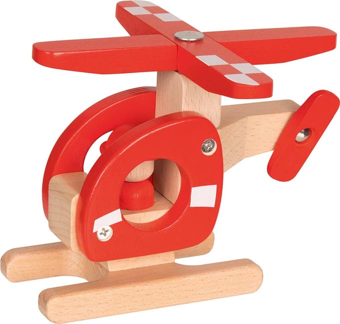 GOKI Houten voertuig - Helikopter - 15X6,4X12,2Cm - 2 Jaar