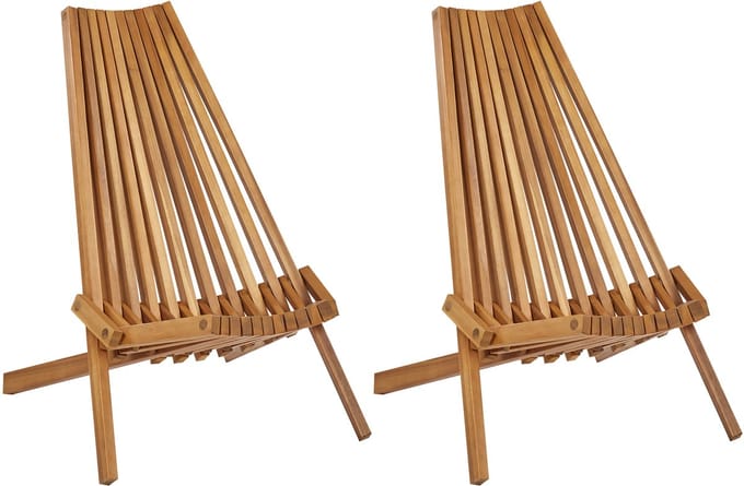 BELLANO - Tuinstoel set van 2 - Lichthout - Acaciahout