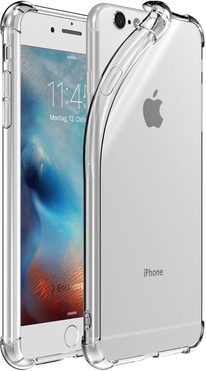 iPhone 6/6s Plus | TPU Silicone Hoesje Bumper Case Transparant Shockproof + Tempered Glass Screenprotector | Smartphonica